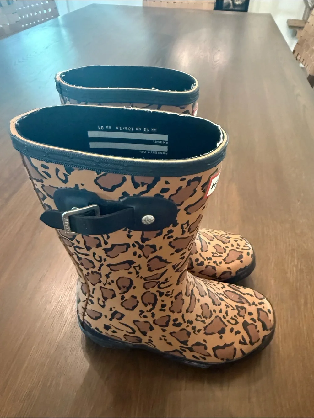 Hunter Kids Leopard-Pattern Rain Boots - Brown & Black